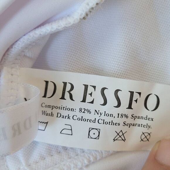 NWT Dressfo 3XL white halter neck swim top bikini open back summer minimalist - Picture 8 of 10